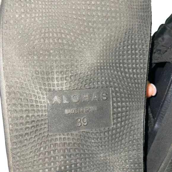 Alohas Womens Sandals Size 39 Black Marshmallow Quilted Casual Slingback - Picture 6 of 9